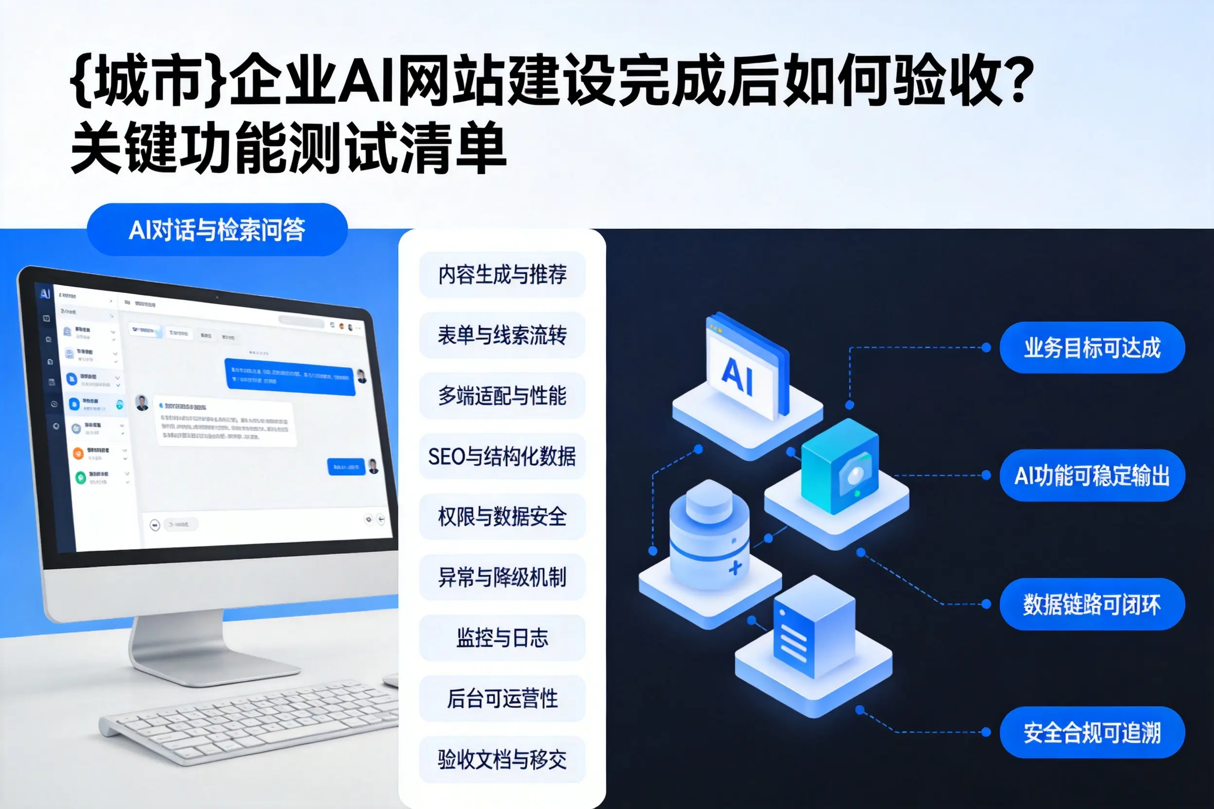 北海企业AI网站建设完成后如何验收?关键功能测试清单