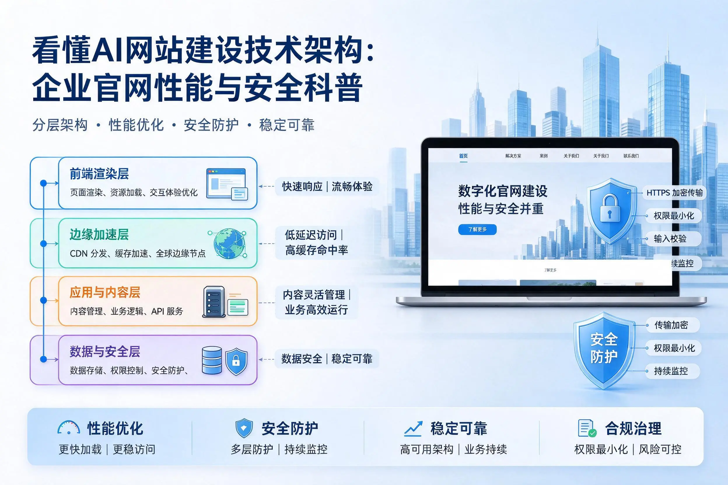 看懂AI网站建设技术架构：北海企业官网性能与安全科普