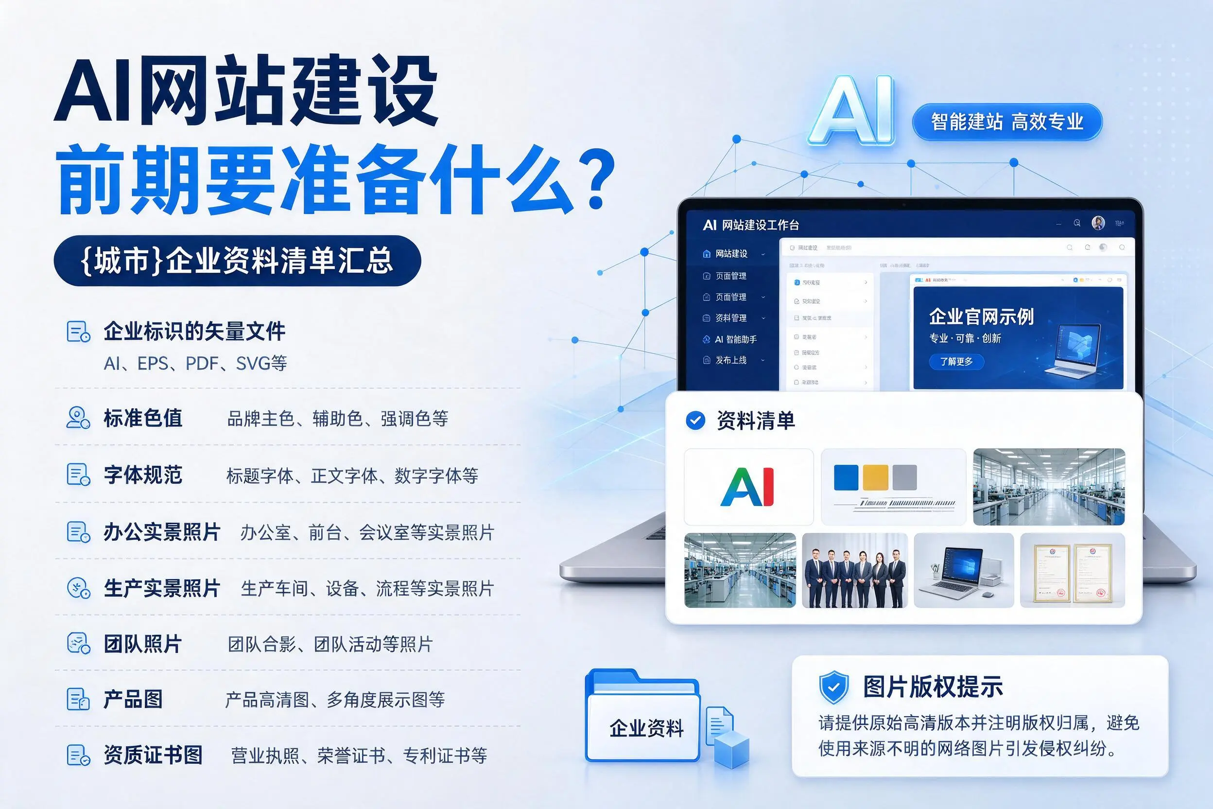 AI网站建设前期要准备什么？北海企业资料清单汇总