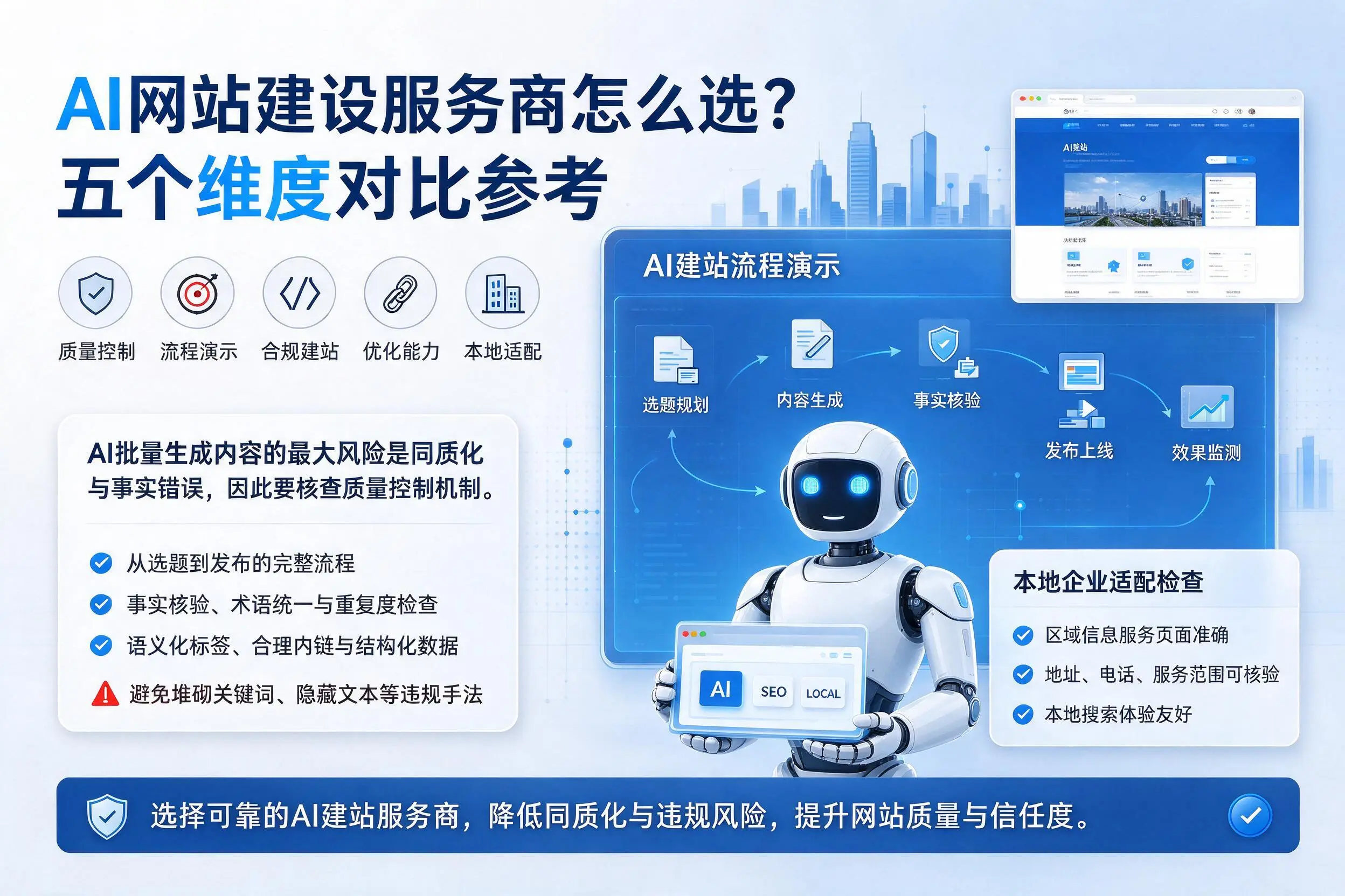北海AI网站建设服务商怎么选？五个维度对比参考